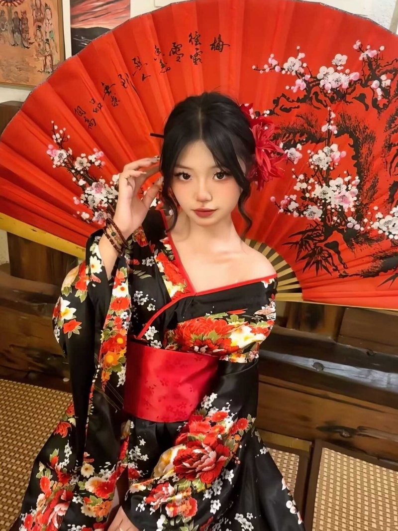 Photography Japanese - 다크 빈티지 기모노 사진 촬영용 다크