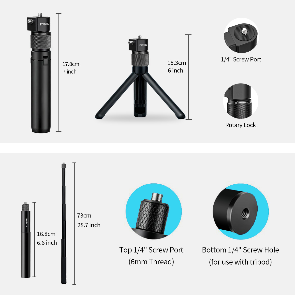 FOTRIC 73cm 투명 셀카봉, 회전 손잡이, 삼각 - Photography Basics 리뷰 및 가격