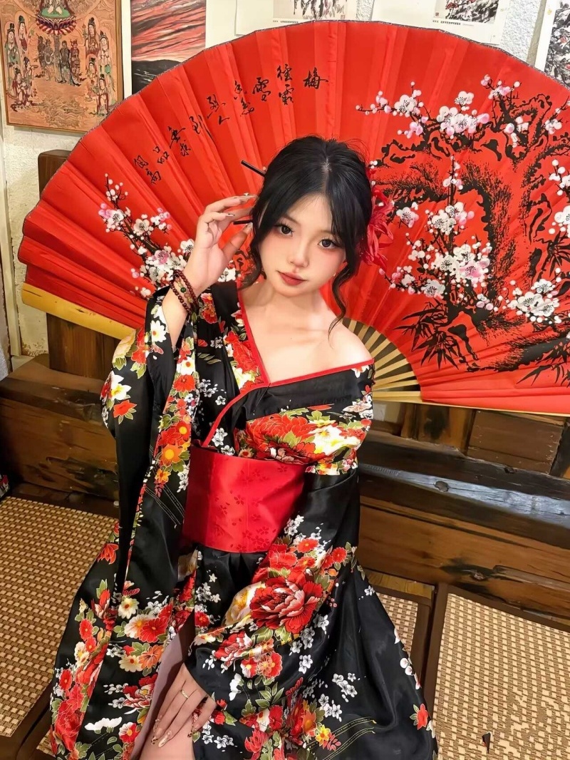 다크 빈티지 기모노 사진 촬영용 다크 롱 스커트 개선  - Photography Japanese 리뷰 및 가격
