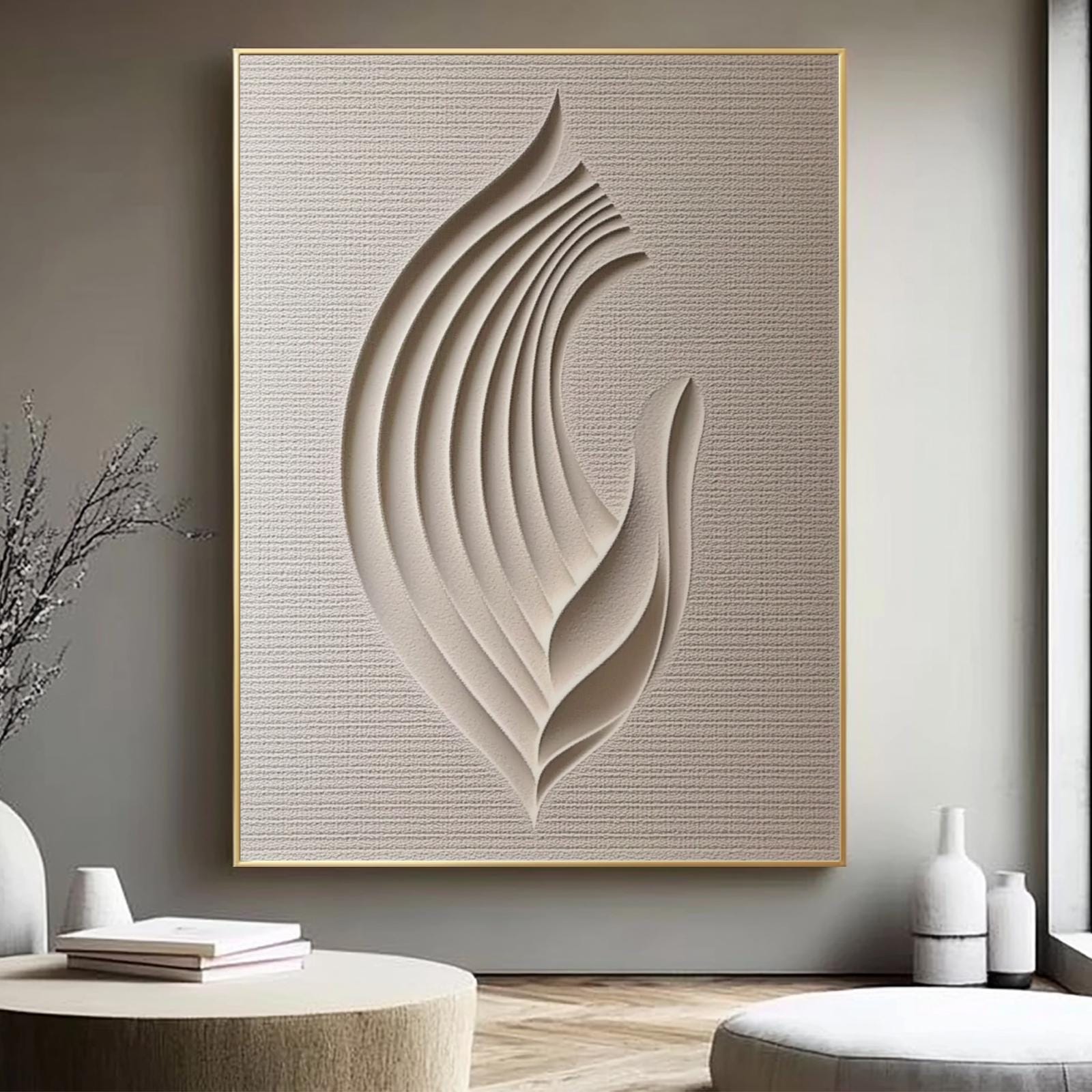 1pc 프레임리스 추상 3d 릴리프 중립 베이지 기하학 - Photography Geometry 리뷰 및 가격